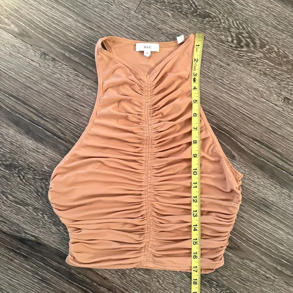 A.L.C. Adrienne Sleeveless Ruched Crop Top